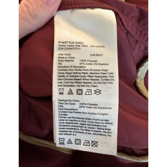 Timberland Burgundy Windbreaker Jacket Men’s L Zip Front Lightweight Stains - Picture 4 of 6